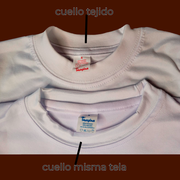 cuello tejido - cuello misma tela Playeras piel durazno cuello redondo cuello de la misma tela.
