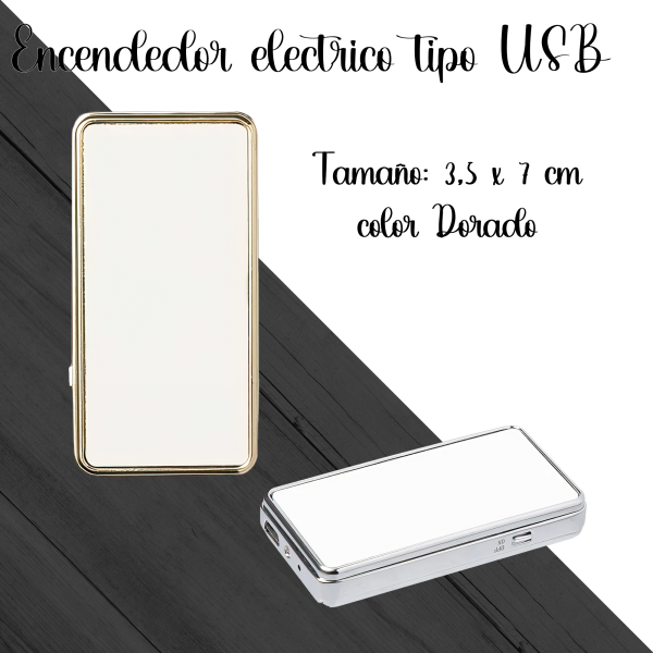 Encendedor Electrico presentacion dorado y plateado
