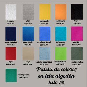 paleta de colores algodon PLAYERA ALGODON