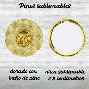 pines sublimables dorados Pines de Presion Sublimables