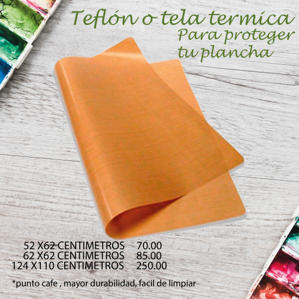 Teflon o tela termica para planchas de sublimación