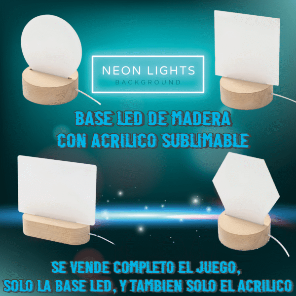 Bases led con su acrilico sublimable - este item es precio para base y acrilico en conjunto