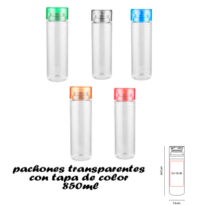 Pachon cilindro transparente tapa de colores