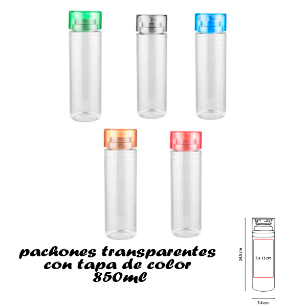 Pachon cilindro transparente tapa de colores