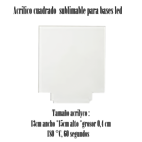 Acrilico sublimable para bases led, el precio de este item es solo para acrilico