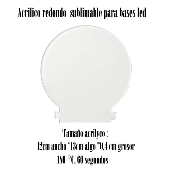 Acrilico sublimable para bases led, el precio de este item es solo para acrilico