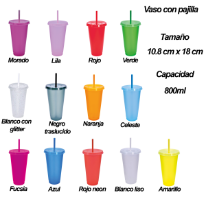 vaso plástico con pajilla