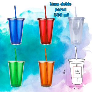Vaso plastico duro doble pared