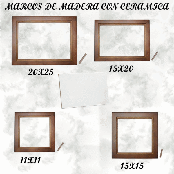 marco de madera con azulejo o ceramica