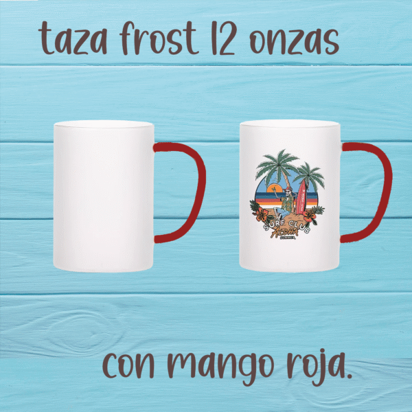 Taza sublimacion frost con manga rojo oscuro