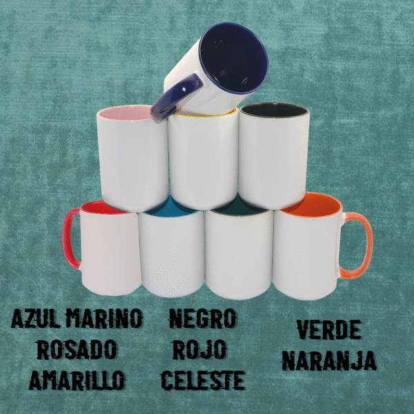 Taza sublimacion 15 onzas interior y aza de colores