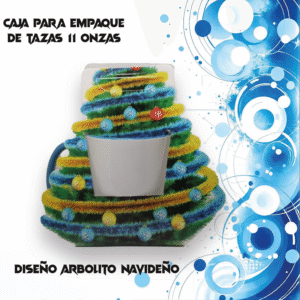 caja para empaque de tazas diseño arbolito