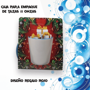 caja para empaque de tazas diseño regalo rojo