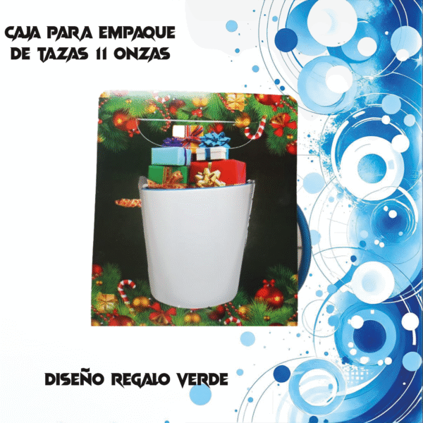 caja para empaque de tazas diseño regalo verde