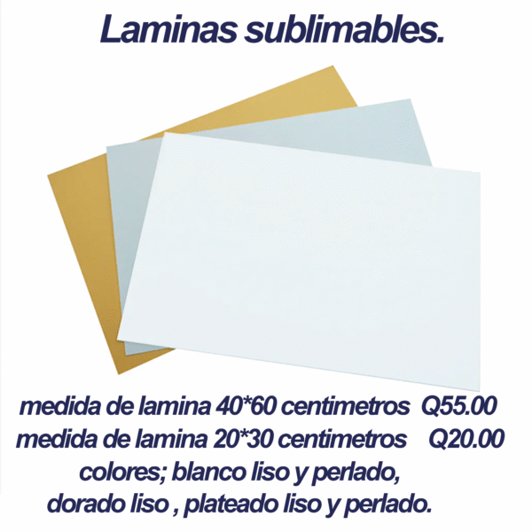 Laminas / aluminio para sublimacion