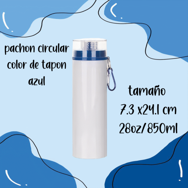 Botella blanca y tapon redondo de color