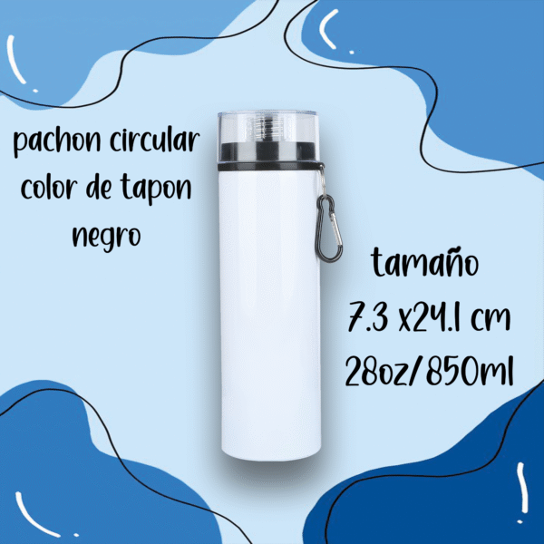 Botella blanca y tapon redondo de color