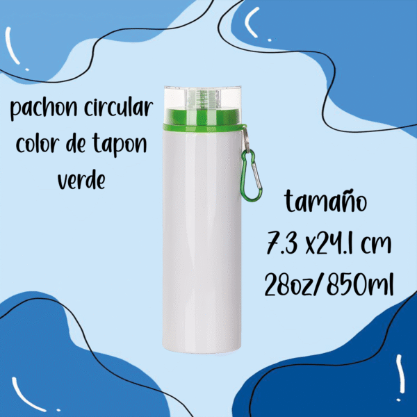 Botella blanca y tapon redondo de color
