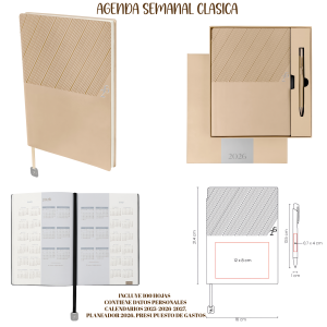 agenda clasica conjunto lapicero