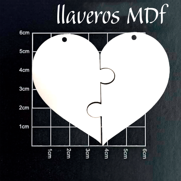 LLavero mdf forma de corazon dos uniones