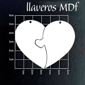 LLavero mdf forma de corazon una union