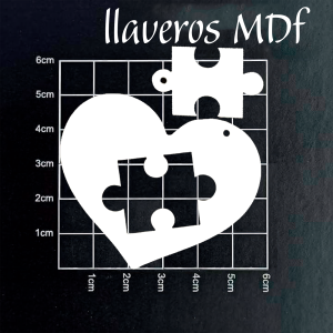 LLavero mdf forma de corazon rompecabezas