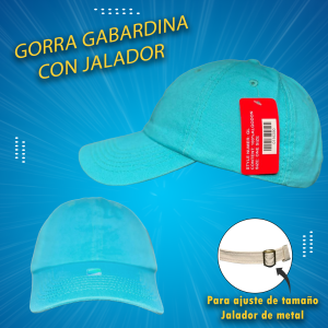 gorra gabardina con ajuste de jalador celeste