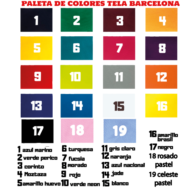 Playeras tela barcelona colores