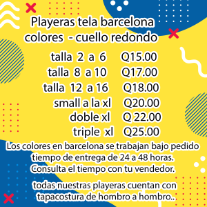 precio barcelona colores Playeras tela barcelona colores