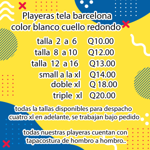 precios tela barcelona Playera blancas para sublimacion tela barcelona