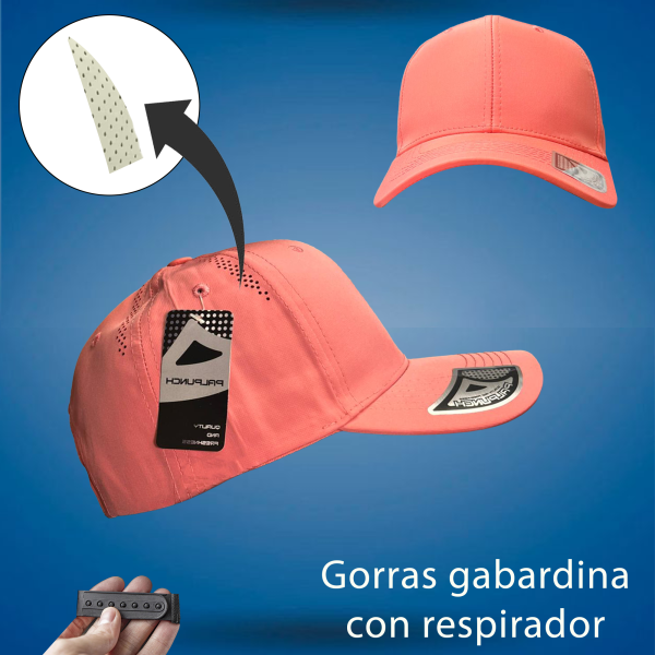 Gorra gabardina con respirador salmon