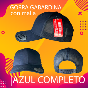 Gorra gabardina con malla color azul completo