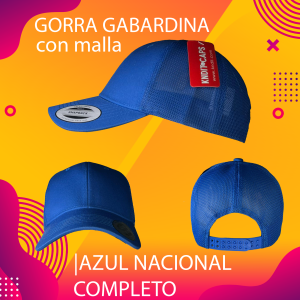 Gorra gabardina con malla color azul nacional completo