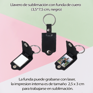 llavero funda de cuero color negro Llavero de cuero negro para sublimación
