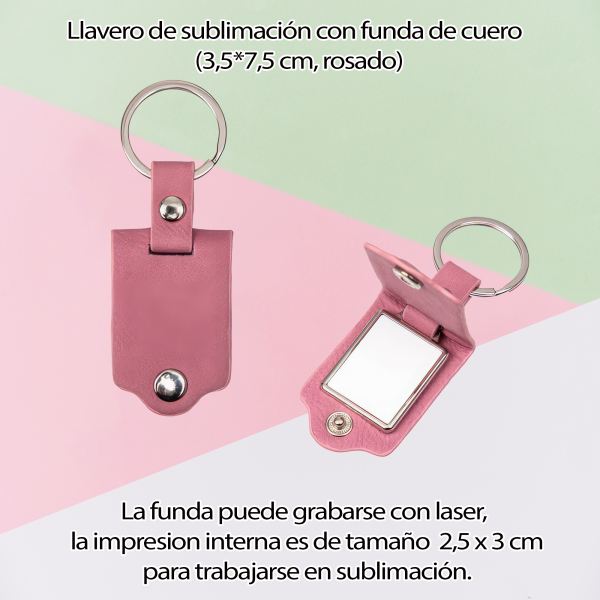 Llavero de cuero rosado para sublimación