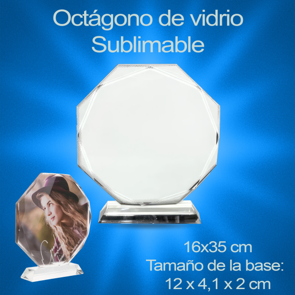 Octagono vidrio sublimable 16x35 cm