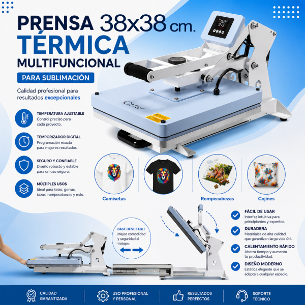Maquina y/o plancha para sublimar manual de 38x38 cm.