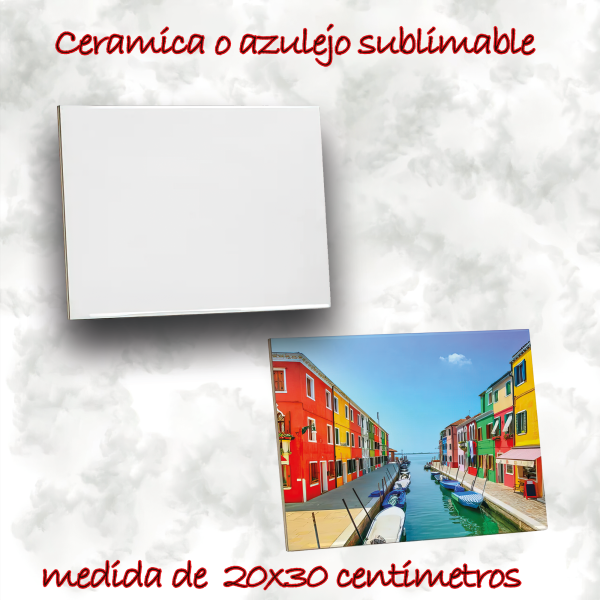 Ceramica o azulejo para sublimacion 20x30 cm.
