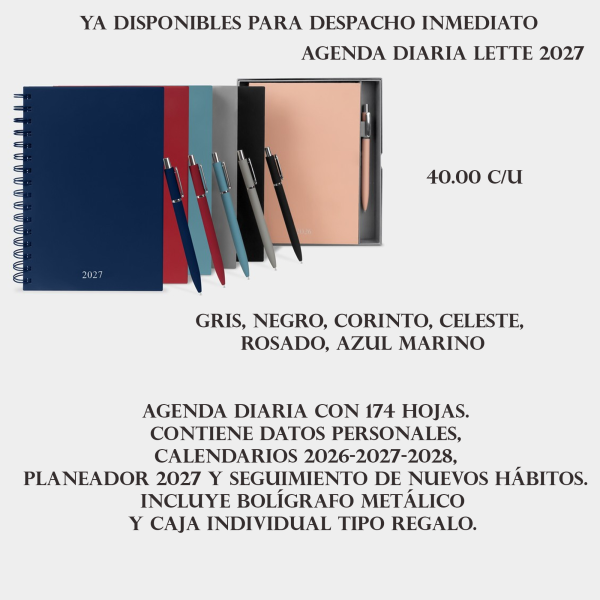 agenda / agendas diaria lette 2027