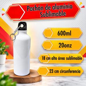 Pachon de aluminio blanco sublimable 600ml