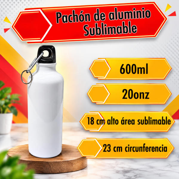 Pachon de aluminio blanco sublimable 600ml