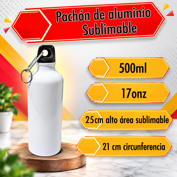 Pachon de aluminio blanco sublimable 500ml