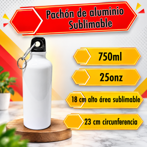 Pachon de aluminio blanco sublimable 750ml